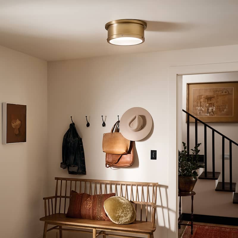 Kichler Lighting Serca 14.25 in. 2-Light Brushed Natural Brass Flush Mount Light