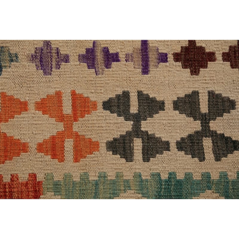 All-Over Geometric Kilim Oriental Large Rug Hand-Woven Wool Carpet - 10'0" x 16'2"