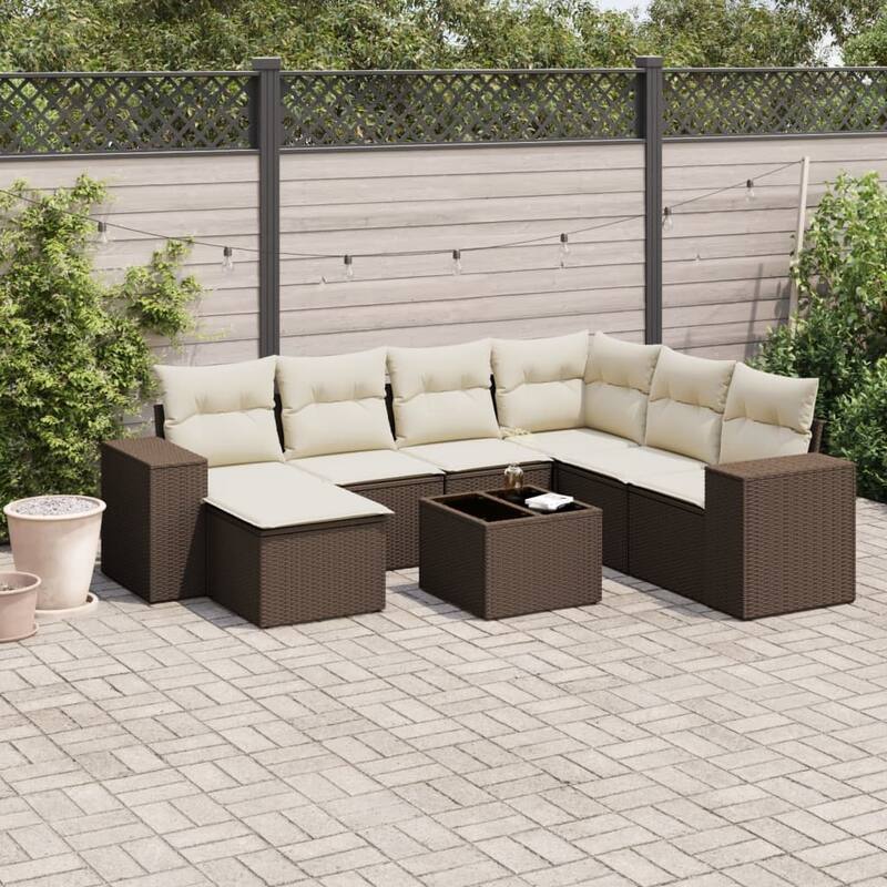 vidaXL Garden Sofa Set - Brown and cream With table