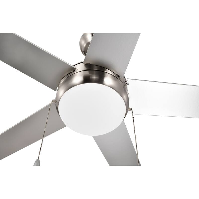 Matte Black/Brushed Nickel 52 in. Integrated LED Indoor 5-Blade Ceiling Fan with Pull Chain