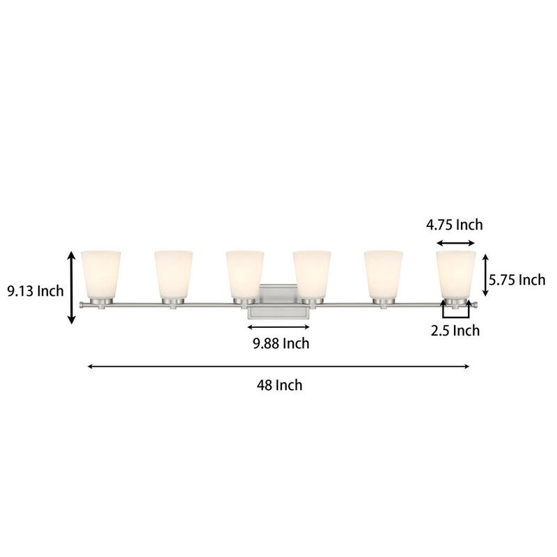 Acroma 6 - Light Steel Dimmable Bathroom Vanity Light - 6-light