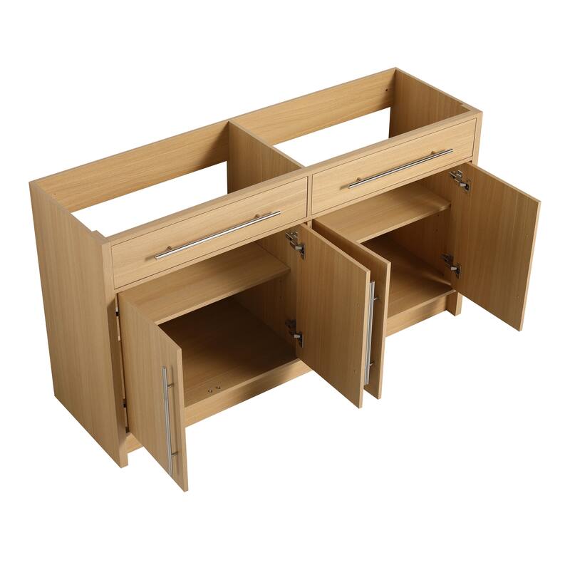 Malwee 48"/60" Bathroom Vanity Without Sink, FreeStanding Vanity Cabinet with 4 Soft Close Doors and 2 Adjustable Shelves
