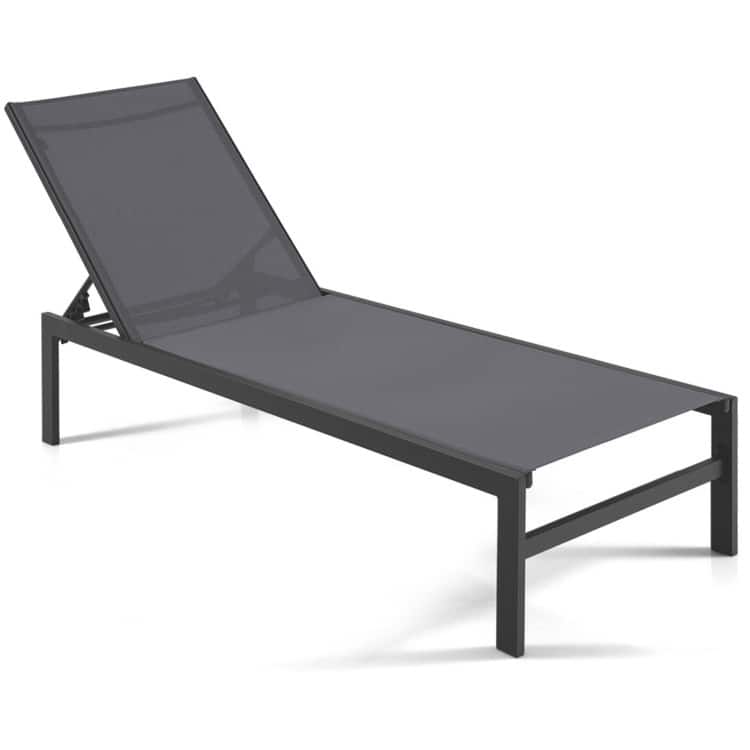 6-Position Chaise Lounge Chairs with Rustproof Aluminium Frame - 60.5"-78" x 25" x 39.5"-25.5" (L x W x H)