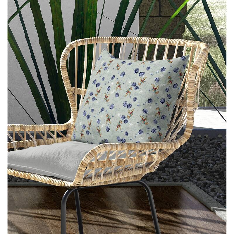 Songbird Flora Parade Indoor/Outdoor Reversible Throw Pillow Lime and Green