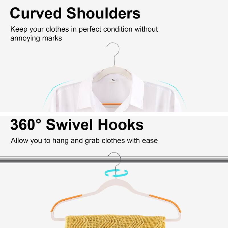 Clothes Hangers Plastic Coat Hangers Non-Slip Space-Saving Swivel Hook