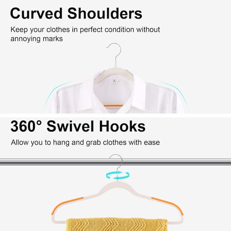 Javlergo 25/50 Pack Heavy Duty Plastic Hangers, 360º Swivel Hook Coat Hangers, Non-Slip, Space-Saving