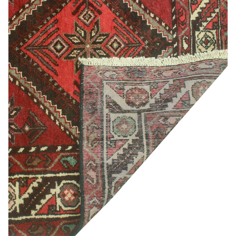 Fine Vintage Distressed Nartay Burgundy/Charcoal Runner - 3'8" x 9'11"