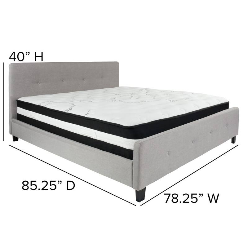 Button Tufted Upholstered Platform Bed with Pocket Spring Mattress