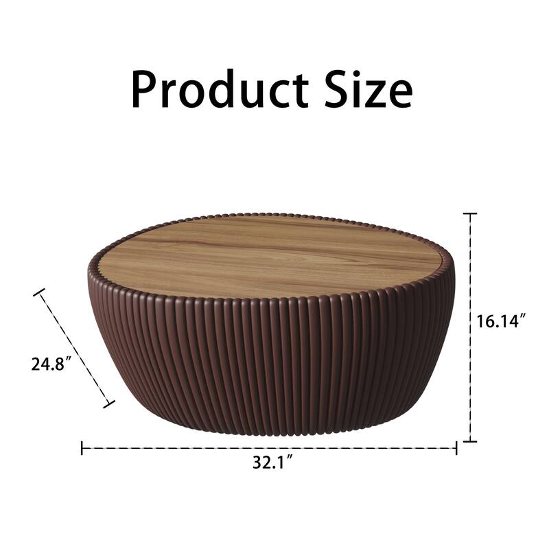 Coffee Color Sintered Stone Goose Egg Leather Coffee Table - Unique Pattern