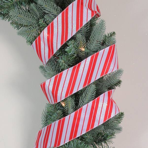 Shop Candy Cane Striped Christmas Wired Craft Ribbon 2 5 X 16 Yards Overstock 29660611