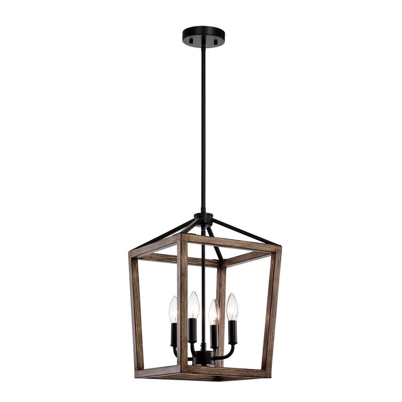 Heller Matte Black 4-Light Open Cage Lantern Chandelier