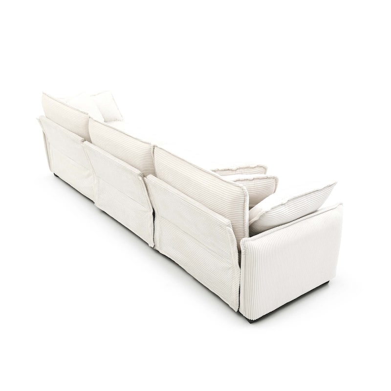 Roomfitters 3-Piece Modular Corduroy Sectional Sofa, Oversized 6-Seat Set with Memory Foam
