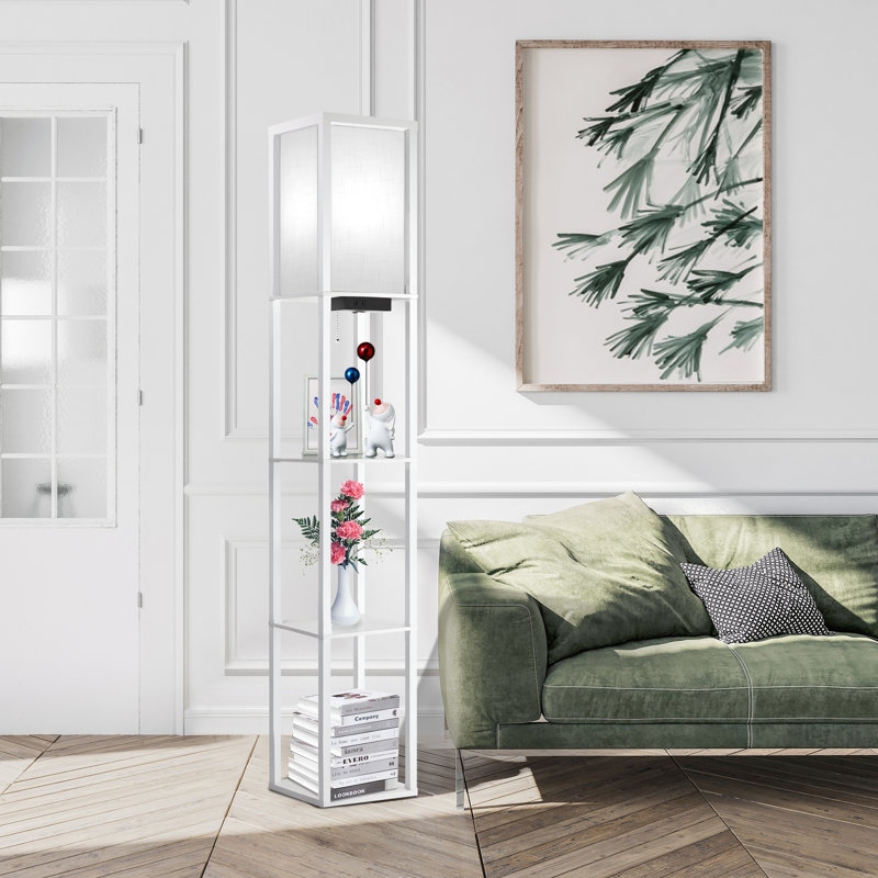63 Floor Lamp with Shelves Living Room Light with Wooden Storage Shelves Bed Bath Beyond 40767427