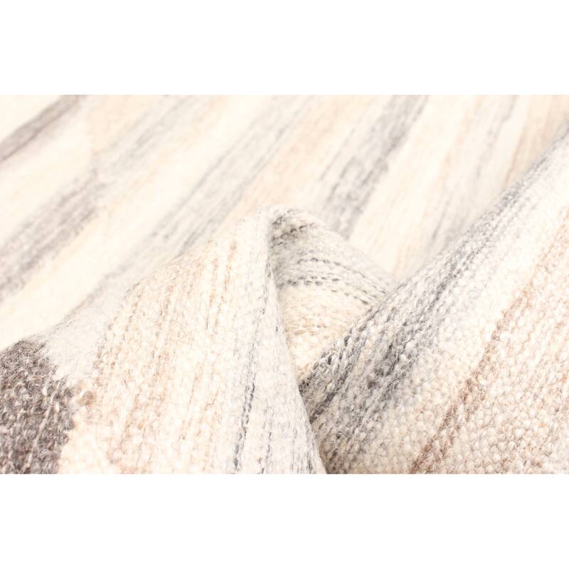 ECARPETGALLERY Flat-Weave Ankara FW Ivory Wool Kilim - 5'2 x 7'9