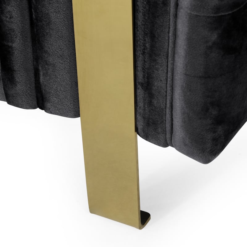 83.75" Velvet 3-Seater Sofa with Tufted Diamond Stitching, Gold Accents, and Iron Legs