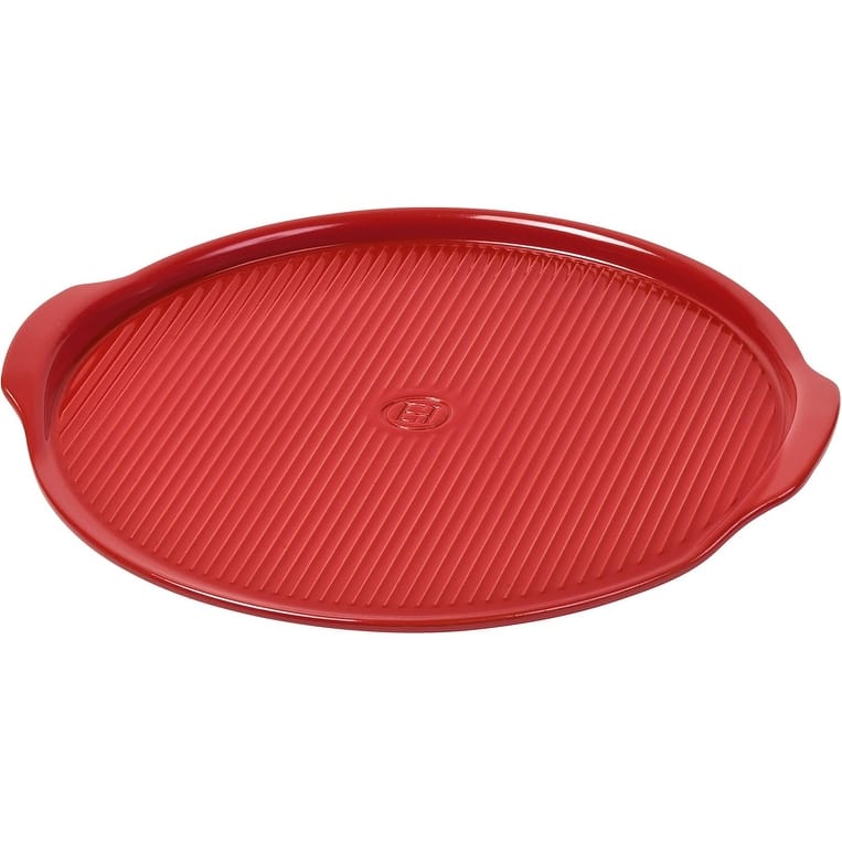 Oven Safe 14.6 x 14.6 Inch Flame Pizza Stone, Dishwasher Safe, Burgundy