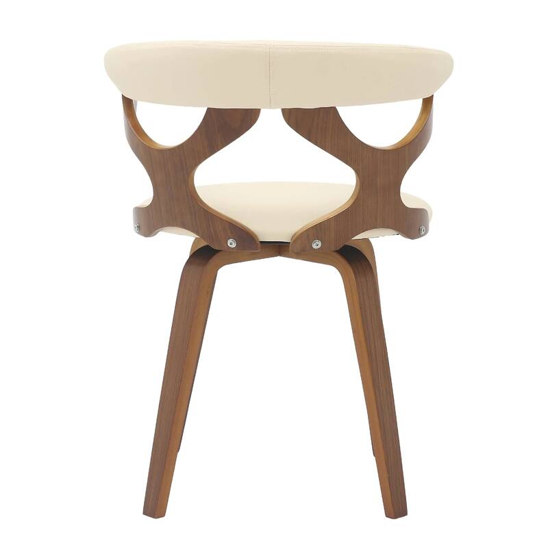 Klyne Leather Dining Chair with Poplar Wood Frame - Mid-Century Wooden Accent Chair with Swivel Base Set of 2