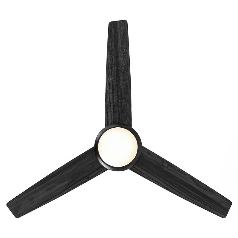 52-inch Modern Black Wooden Ceiling Fan with LED Light and Remote