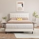 preview thumbnail 3 of 59, alazyhome Upholstered Platform Bed Frame with Button Tufting Headboard Beige - Queen