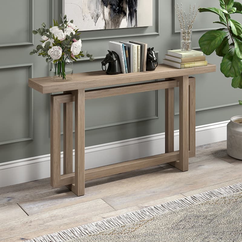 Breslow 55" Wide Rectangular Console Table - 55" Wide - Antiqued Gray Oak