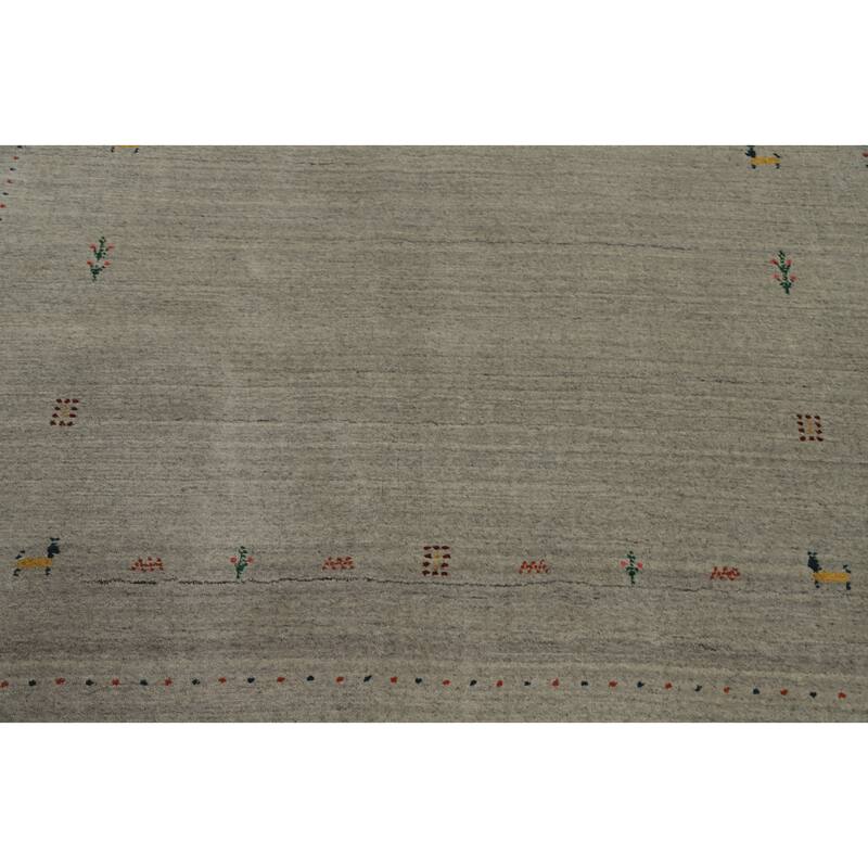 Hand Knotted Oriental 100% Wool Carpet Tribal Animal Pictorial Beige & Ivories Gabbeh Area Rug - 7' 9'' X 5' 0''