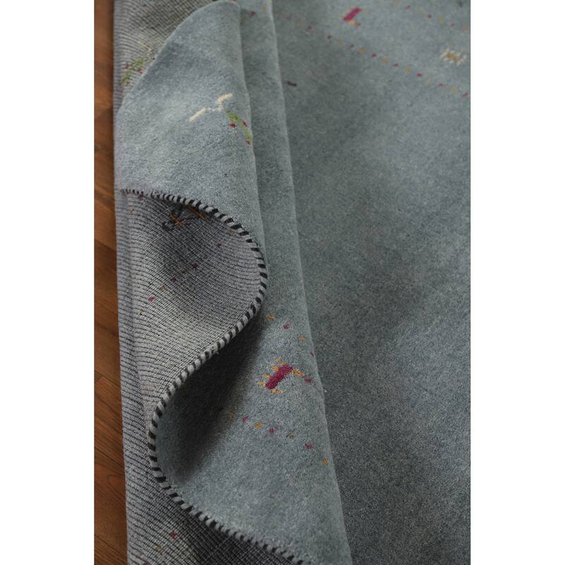 Hand Knotted Oriental 100% Wool Carpet Tribal Tribal Greys & Charcoal Gabbeh Area Rug - 7' 10'' X 4' 10''