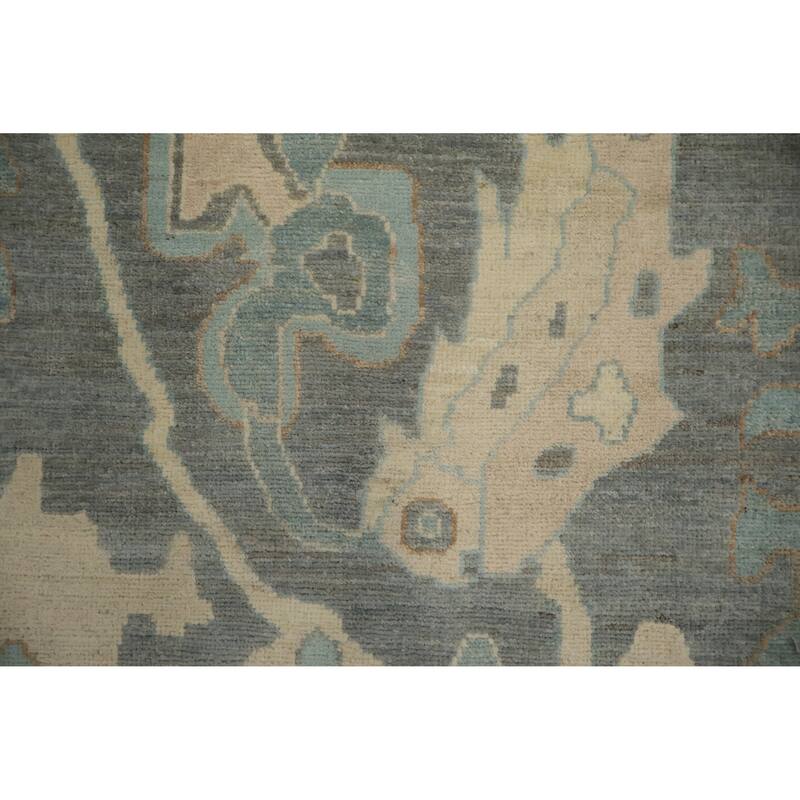 Hand Knotted Oriental 100% Wool Carpet Transitional All-Over Greys & Charcoal Oushak Area Rug - 9' 11'' X 7' 10''