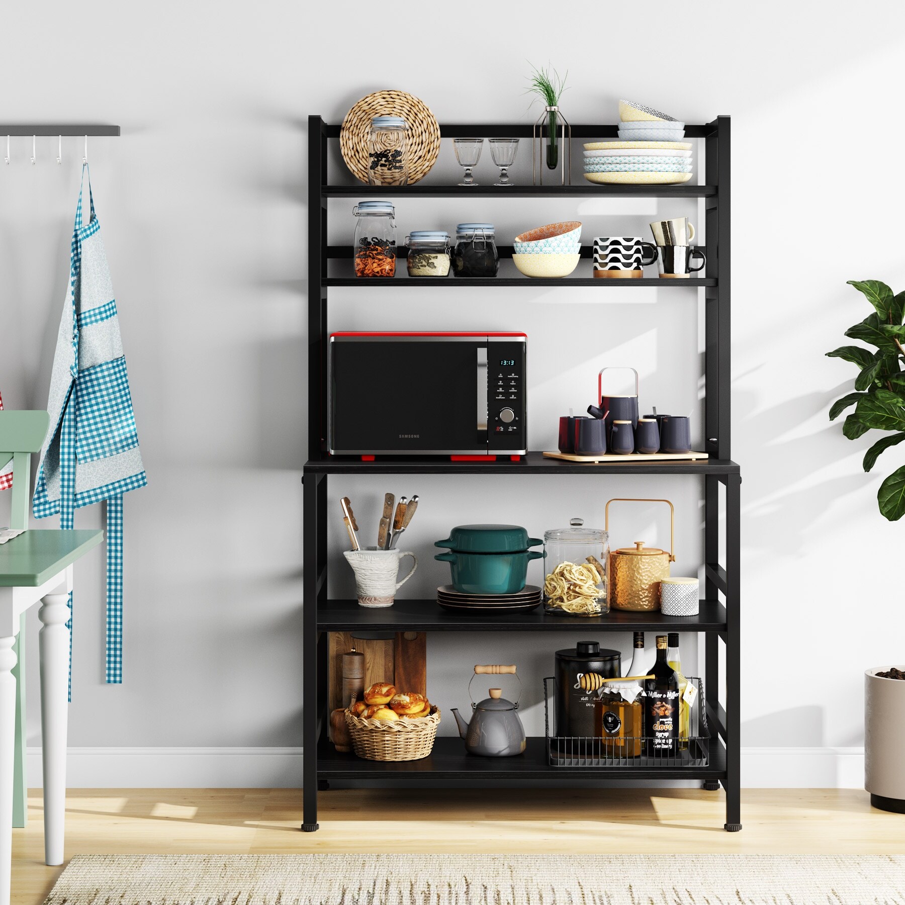 5-Tier Kitchen Bakers Rack Utility Storage Shelf Microwave Oven
