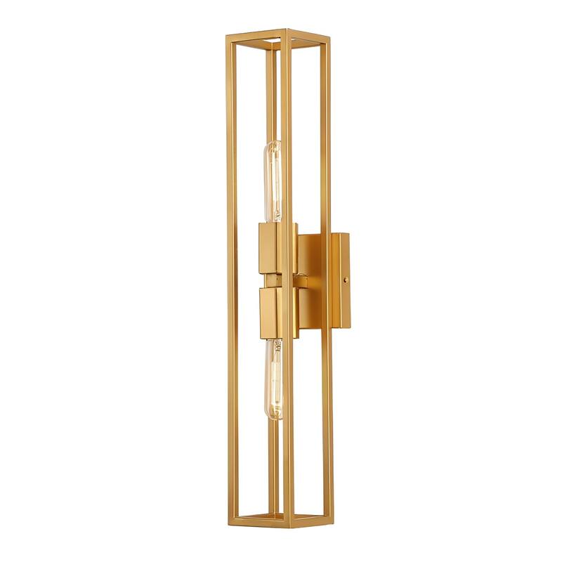 2 - Light Metal Frame A-Frame Sign Holder Wall Scone Symmetrical Geometric Vanity Light - Gold