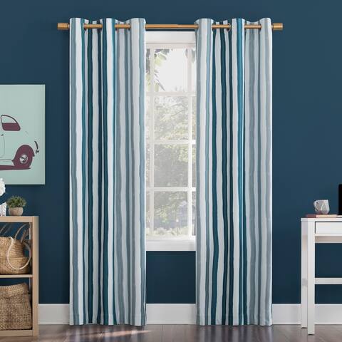 Sun Zero Pippa Stripes 100% Blackout Grommet Curtain Panel, Single Panel