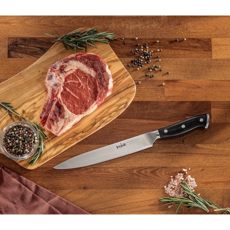 JoyJolt 8-in Slicing Knife High Carbon Steel Kitchen Knife - Stainless Steel