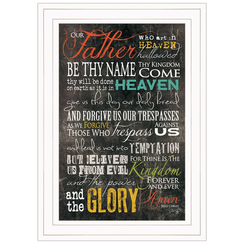 TrendyDecor4U Farmhouse "The Lords Prayer" Framed Print Wall Art by Marla Rae - Earthtone