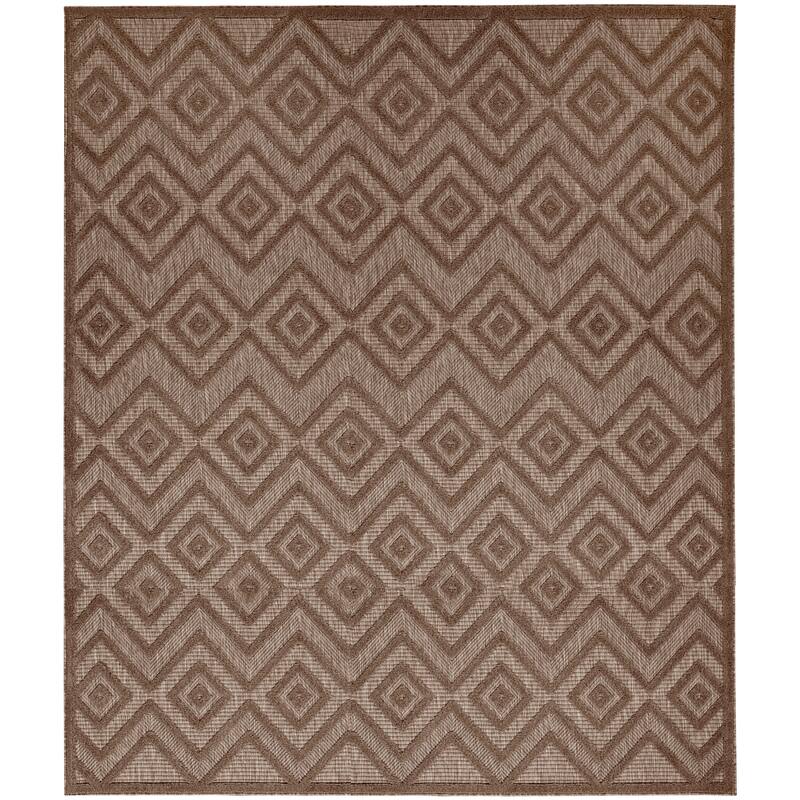 Nourison Versatile Indoor/Outdoor Geometric Flatweave Area Rug - 9' x 12' - Brown