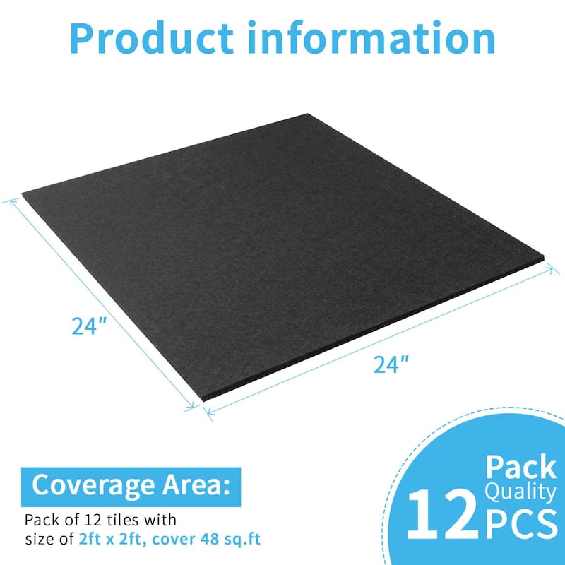 Art3d 12pcs Flexible PET Acoustic Wall Tiles Ceiling Tiles Cover 48 Sq.Ft.