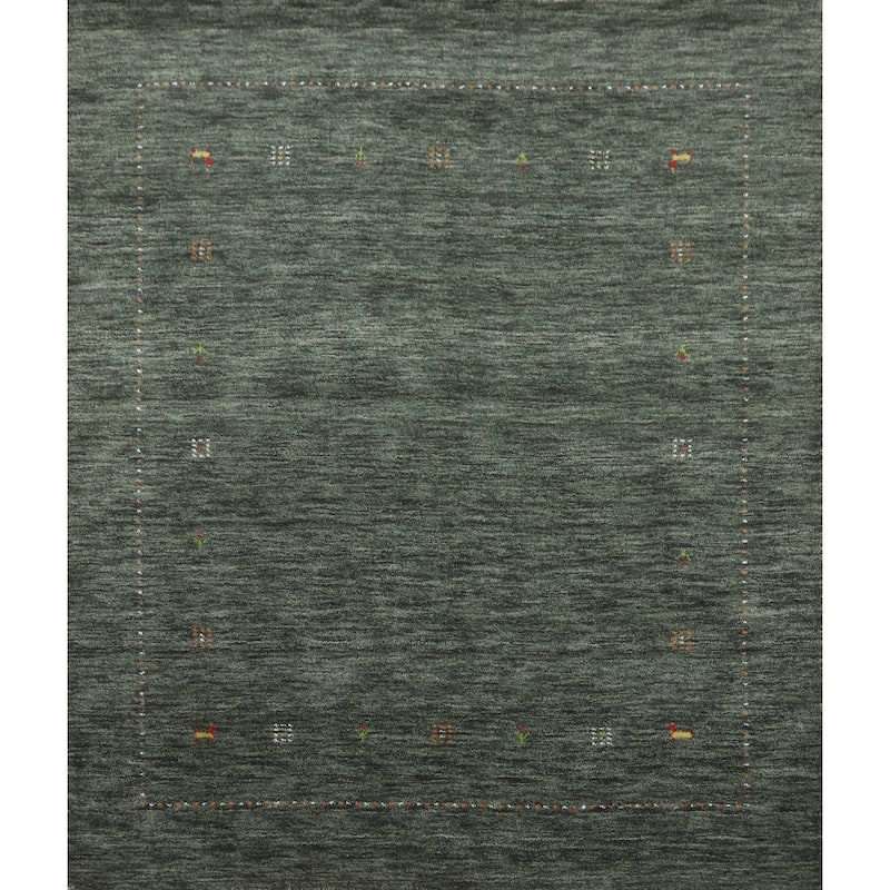 Hand Knotted Oriental 100% Wool Carpet Tribal Animal Pictorial Green Gabbeh Area Rug - 6' 2'' X 6' 1''