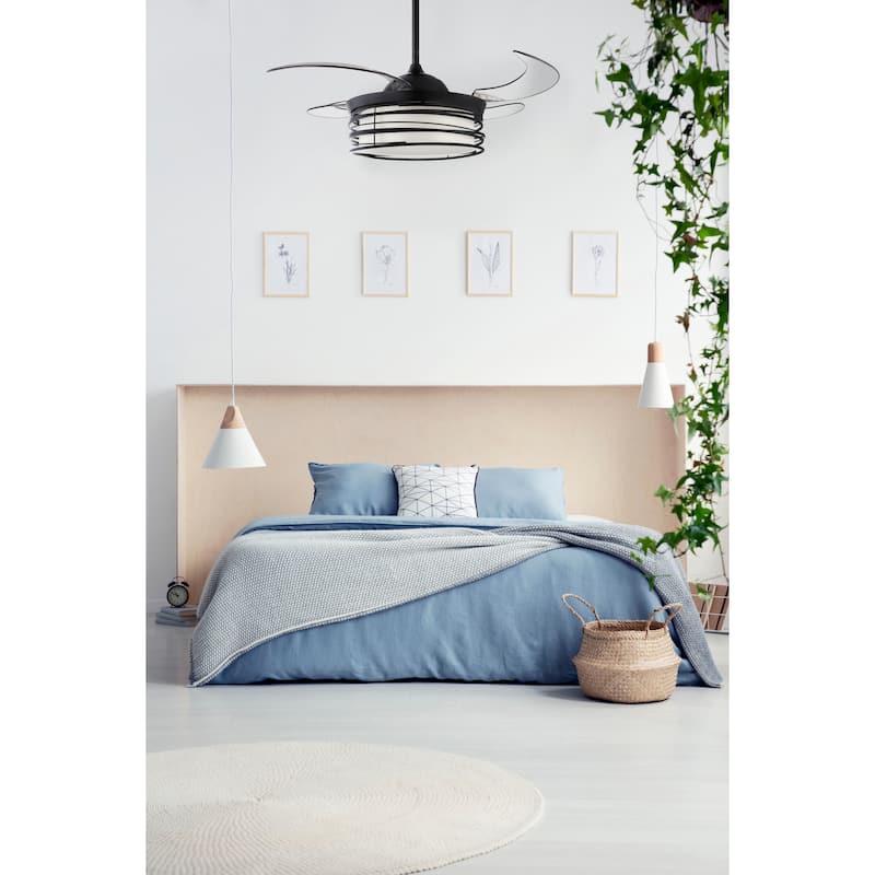 Fanaway Luna Black 48-inch Retractable Ceiling Fan with Smoke Blades