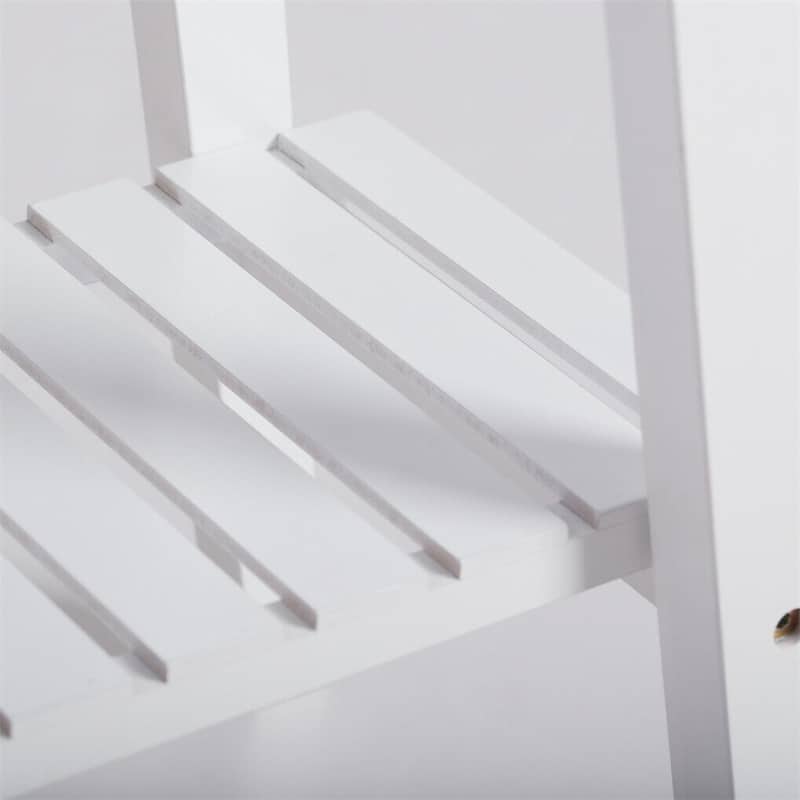 White Plant Stand Rectangle 2 Tier Modern Side Table with Display Shelf