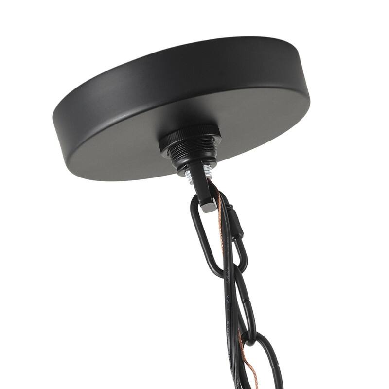 Industrial Black 6-Light Pendant Light with Open Cage Frame