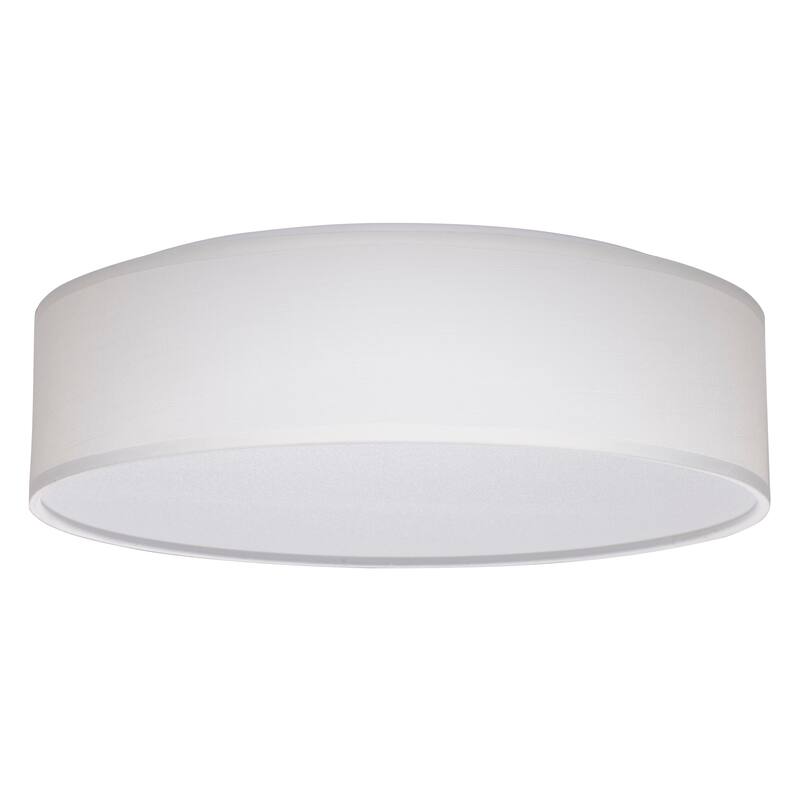 15 inch CCT Selectable Fabric Drum LED Decor Flush Mount Fixture White Fabric Shade Acrylic Diffuser - White Fabric - White Fabric