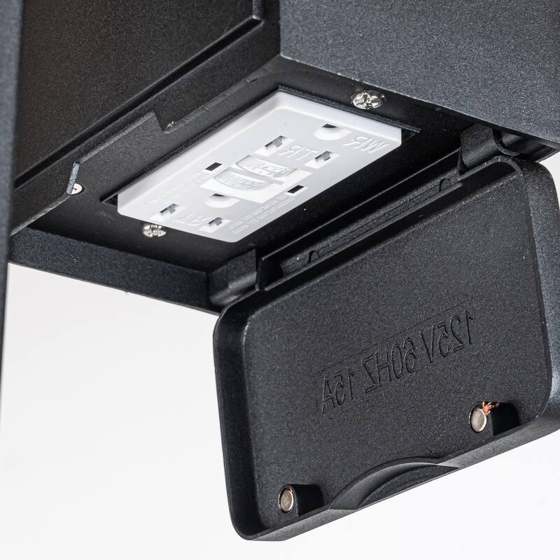 CraftHome Modern LED Outdoor Black Dusk to Dawn Sensor Wall Lantern Sconce with Seeded Glass and built-in GFCI Outlets