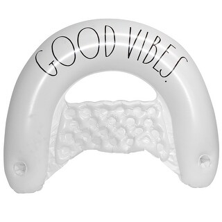 Rae Dunn: Good Vibes Chair Lounger -55"x36" Water & Pool Inflatable, CocoNut Float, Drifter & Relaxation Chair, Ages 8+ - Multi
