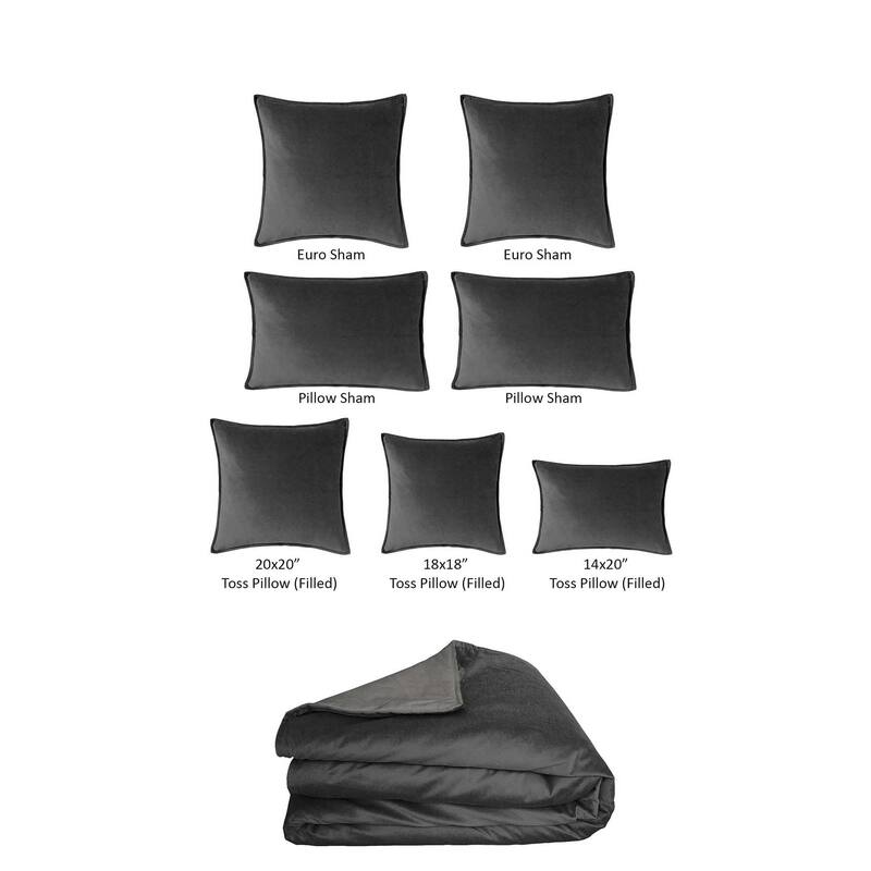 6ix Tailors Cascade Velvet Iron Duvet Cover 8 Piece Designer Set On