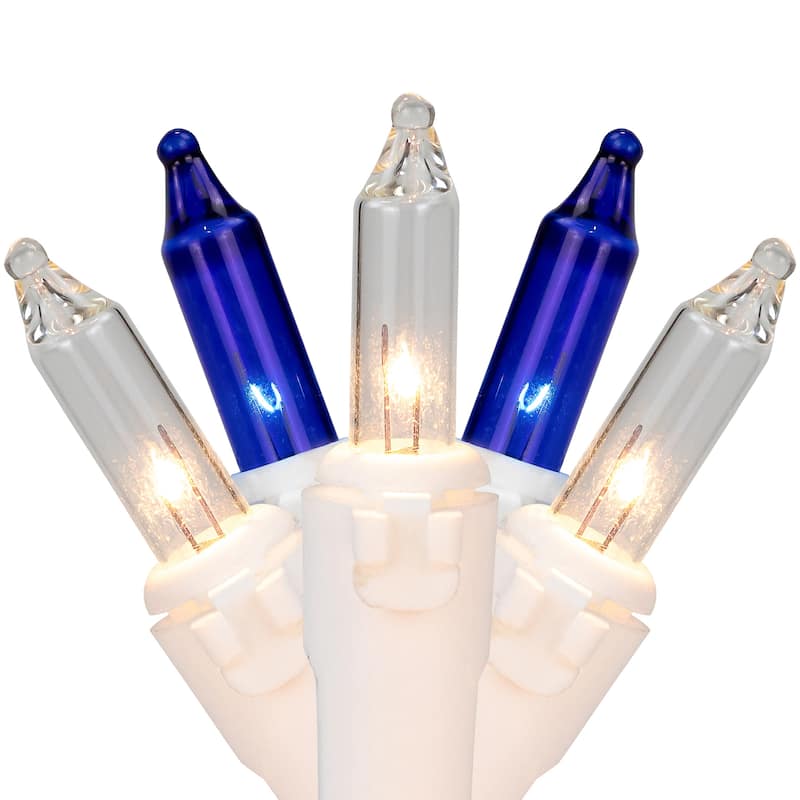 100-Count Blue & Clear Mini Christmas Lights - 21.5ft White Wire - 21.5'