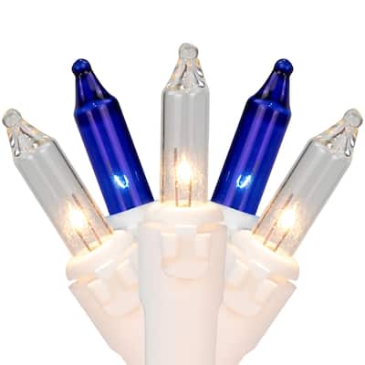 100-Count Blue & Clear Mini Christmas Lights - 21.5ft White Wire - 21.5'