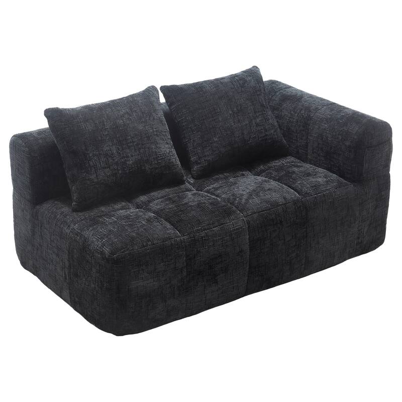 Chenille Loveseat Sofa Upholstered Deep Seat Sofa, Lounge Couch Corner Sofa Minimalist Modular Couches for Apartment