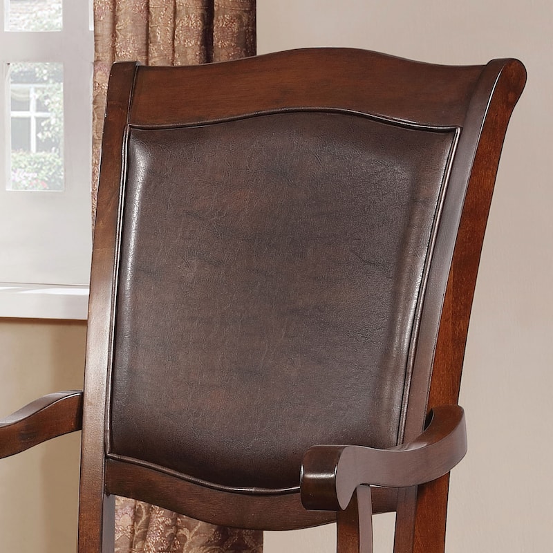 Roke Traditional Faux Leather Dining Arm Chairs (Set of 2) by Furniture of America