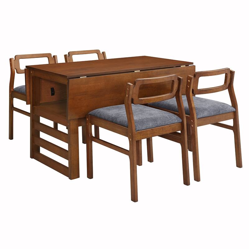 5PCS Extendable Wood Dining Table Set