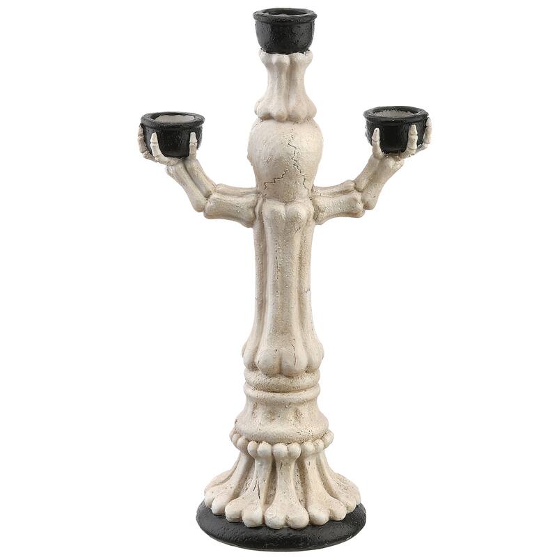 National Tree Company Halloween Skeleton Candelabra, Holds Three Candles, 12 Inches - 12 in