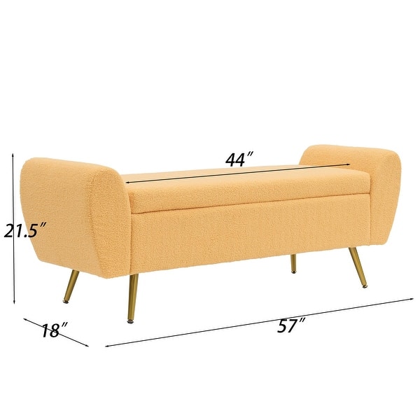 dimension image slide 9 of 20, Upholstered 55"W Flip Top Storage Bench Bedroom Bench Modern End of Bed Bench for Entryway Hallway Window with Gold Legs