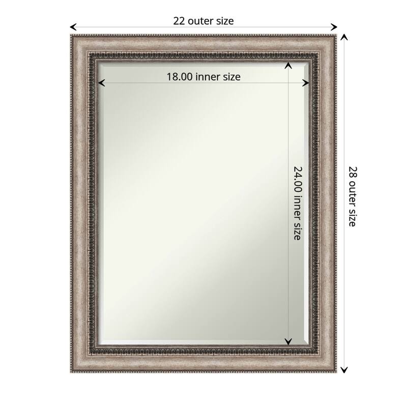 Petite Bevel Bathroom Wall Mirror - Lyla Ornate Silver Frame - Lyla Ornate Silver - 22 x 28 in - 22 x 28 in - Lyla Ornate Silver